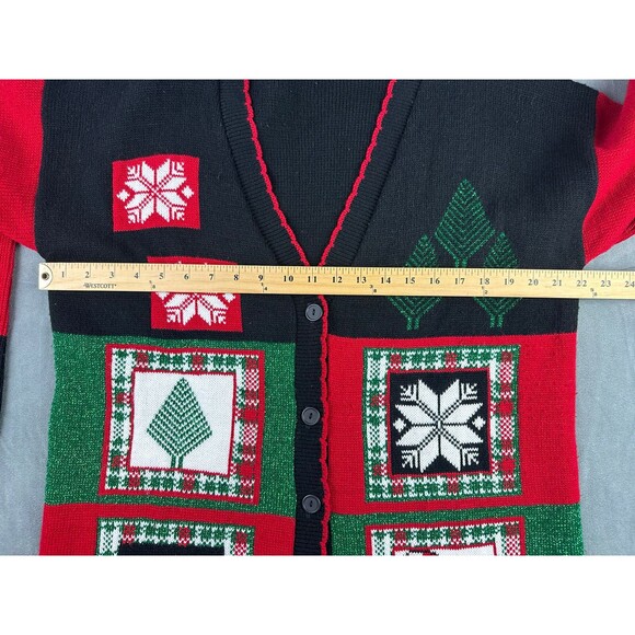 JJ Poole Sweater Cardigan Christmas Holiday Womens Medium Made in USA Vintage - Picture 7 of 8